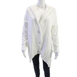 Studio B3 Women Cardigan Hoodie White Long Sleeve Solid 50% Modal Size 40